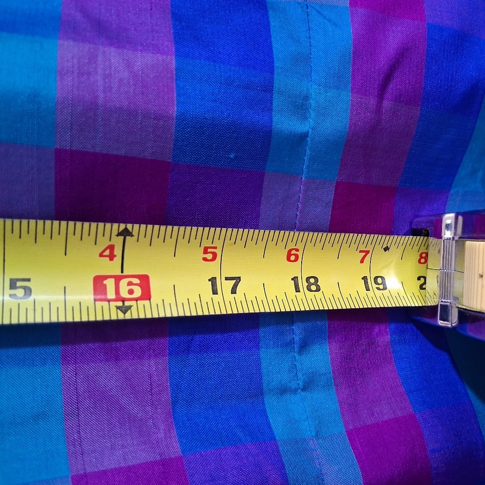 Vibrant Plaid 100% Silk Taylored Dress Size 12 Star Of Siam - Picture 14 of 16